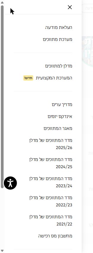 המערכת המקצועית בתפריט הראשי
