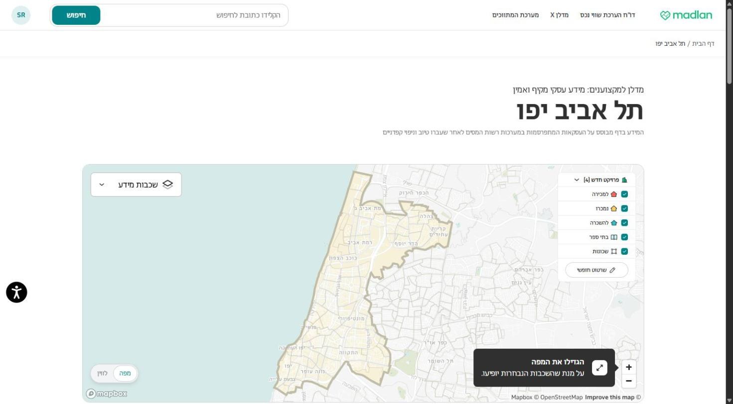 דף עיר עם מפת השכונות